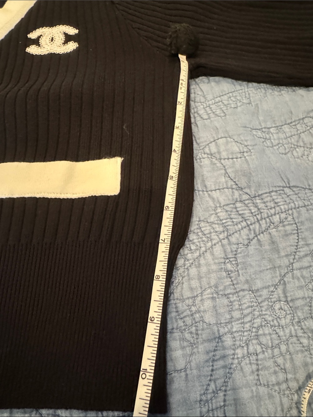 Classic Black and White CC Button Down Sweater - Picture 14 of 17